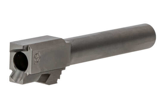 The Agency Arms Syndicate Glock 17 aftermarket barrel features a polished SAAMI spec 9mm chamber